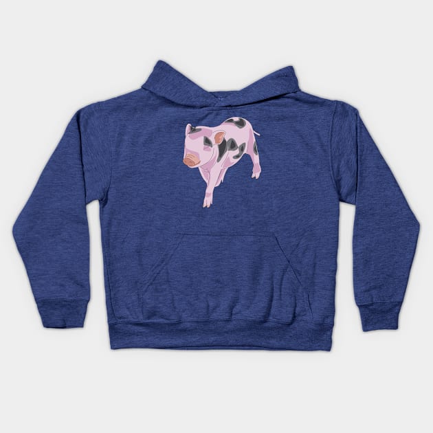 Companion No 13 - Full Color - Teacup Pig Art Kids Hoodie by Fun Funky Designs